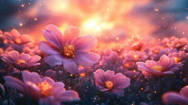 Enchanted Bloom: A Dreamy Field of Magical Flowers
