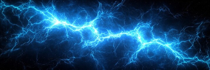 Fototapeta premium Blue Plasma Lightning, Abstract Electrical Discharge Background, Energy Fractal Texture