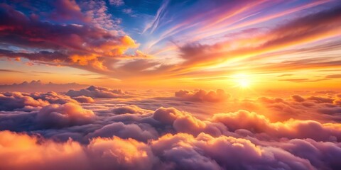 Obraz premium Vibrant Sunset Over Colorful Clouds in the Open Sky Landscape