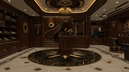 Elegant wardrobe showcase luxury home interior design modern style eye-level view opulent atmosphere