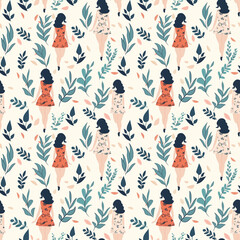 Seamless watercolor floral pattern - green leaves and branches composition on background, perfect for wrappers, wallpapers, postcards, greeting cards, wedding invitations, romantic events