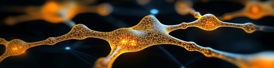 Golden network design with interconnected nodes and edges radiating energy, vector graphic art