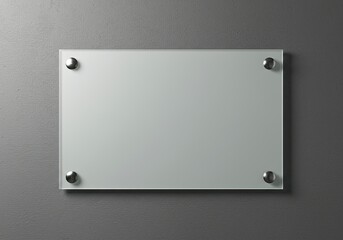 blank glass name plate wallmounted mockup