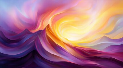 Fototapeta premium Vibrant Hues of a Dreamlike Mountain Range at Sunset