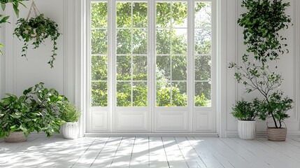 Sunlit Room Decorated With Lush Green Plants