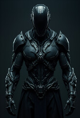 Fototapeta premium illustrazione di cyborg, androide in atteggiamento aggressivo