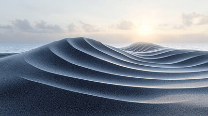 Serene Coastal Sand Dunes Sunset Ocean View Landscape Sky Sea Blue Gray Calm Beach Waves Light Water