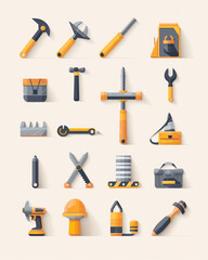 Set of vector icons for construction tools, minimalist and clean, suitable for app design