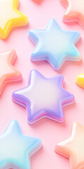 Sweet star-shaped candies colorful close-ups from a candy shop setting