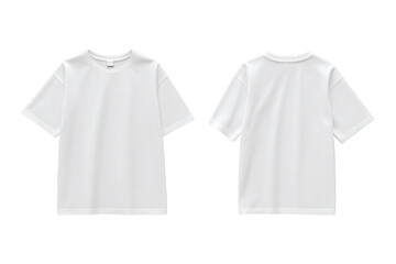 Mockup of Plain White T-Shirt with Front and Back Views on Transparent Background