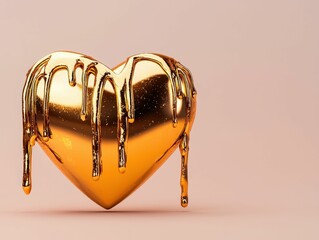 Golden heart with dripping honey texture.