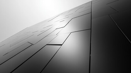 Abstract Architectural Geometry: A Black and White Study of Modern Building Facade