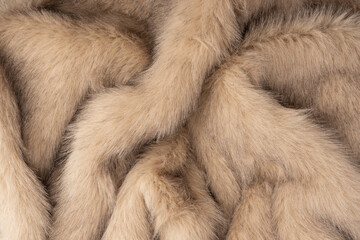 Texture of faux fur as a background, top view.