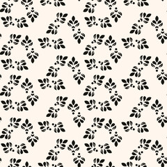 Abstract simple floral gothic style seamless pattern. Elegant minimal monochrome stylish background. Perfect for textile, wallpaper and fabrics.