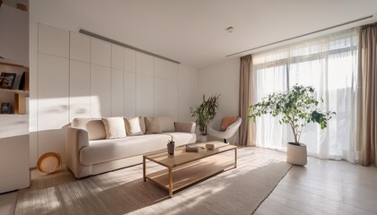 modern living room with 3D environment based on minimalism
