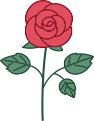Obraz premium red rose with green leaves