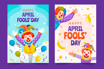 Fototapeta premium Cheerful April Fools' Day Greeting Cards