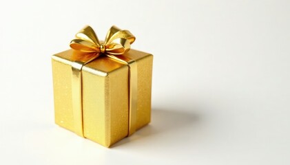 Obraz premium Golden Christmas gift ornament isolated on white background, golden decoration, ornament