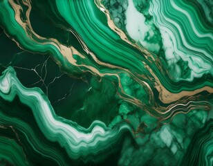 Top view of abstract green marble with bronze veins background. Generated image