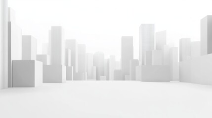 Minimalist White Cityscape: A Modern Architectural Render