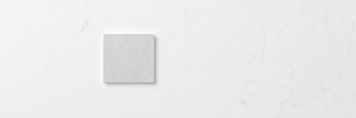 Minimalist Grey Square on White Marble Background Blank Mockup