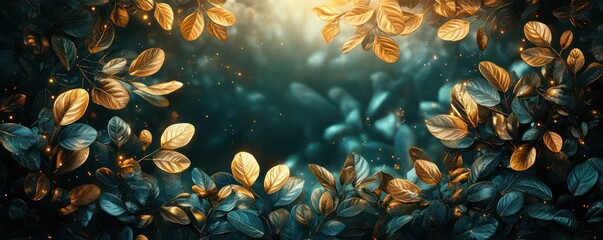 Golden Leaves Enchantment: A Mystical Forest Scene