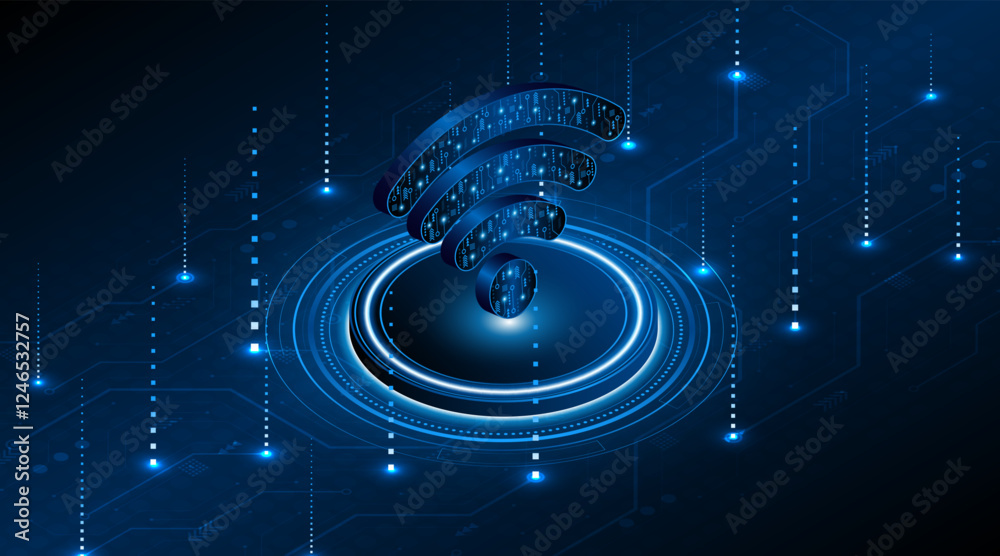 Fototapete Abstract wifi symbol. Concept of communication technology, internet signal or wireless connection.	