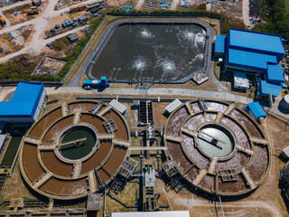 Aerial View of Wastewater Treatment Plant Oxidation Ditch OD