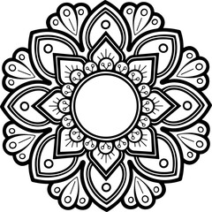 Mandala Art with luxury golden circle frame transparent vintage black circular pattern. Mandala for Coloring Book Page. Oriental Mandala vector. Mandala Coloring book line art vector illustration.