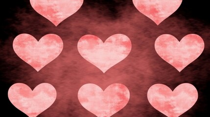 Fototapeta premium Watercolor Hearts Romantic Red Background Design