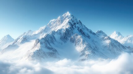 Snowy mountain peaks under clear blue sky