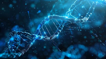 3d illustration of dna helix with binary code, abstract background