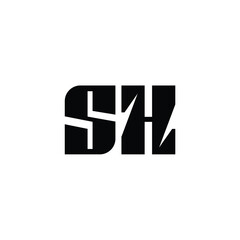 Fototapeta premium SH monogram logo design letter text name symbol monochrome logotype alphabet character simple logo
