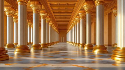 Walking through a majestic throne hall with grand columns and golden details