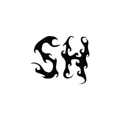 Obraz premium SH monogram logo design letter text name symbol monochrome logotype alphabet character simple logo
