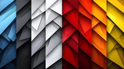 Obraz premium Colorful abstract geometric shapes with layered designs and gradients on a transparent background