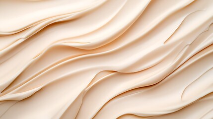 Fototapeta premium Soft, flowing beige fabric with elegant waves and folds, creating a luxurious texture and aesthetic appeal.