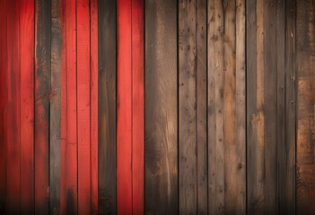 Obraz premium Rustic Red Wooden Planks, Weathered Barn Texture, Dark Wood Background