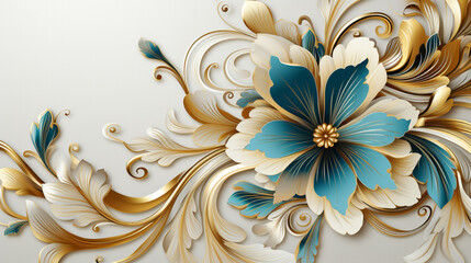 Golden Paisley Floral Luxury Background