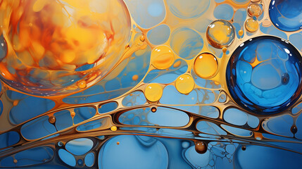 Glossy Fluid with Blue and Yellow Highlights