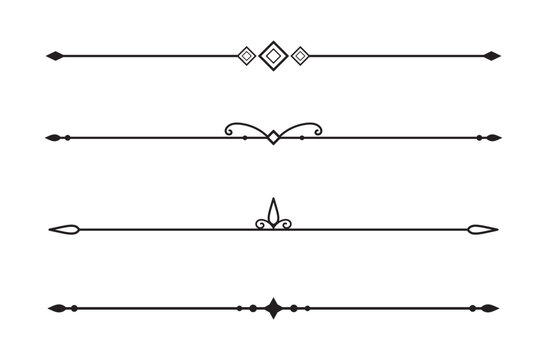Set of Vintage decorative lines. text dividers. Line border. Lines separators, Borders, Vintage dividers, Underline elements. Vector illustration