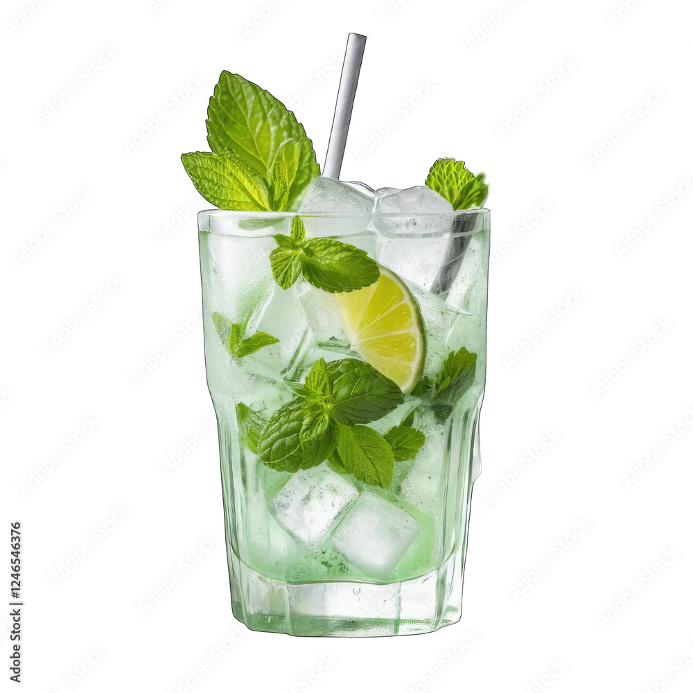 Poster mojito cocktail isolated on white