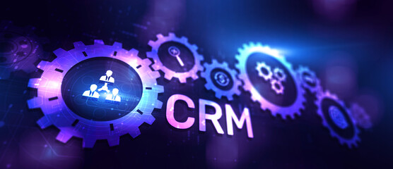 Fototapeta premium CRM - Customer relationship management automation system software. Business and technology concept.