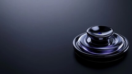 Sleek modern black and purple spinning top on dark surface