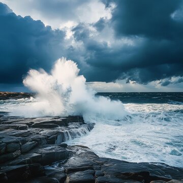 Stormy ocean surges pummel coastline