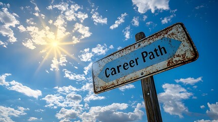 Fototapeta premium Career Path Signpointing Toward Professional Growth and Future Success