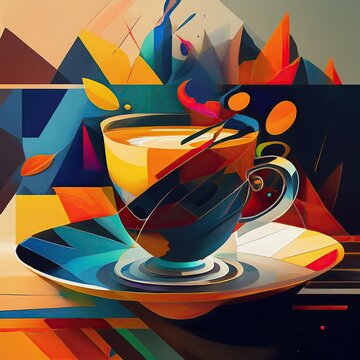 Abstract colorfull coffe cup