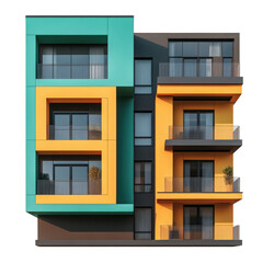 Fototapeta premium The old brick facade of a European building in the city showcases historic architecture with many windows and balconies