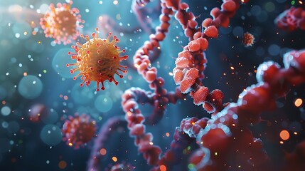 3D render of a DNA molecule. Concept of genetics, biochemistry, genetics