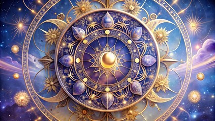 Fototapeta premium Cosmic Mandala Design with Celestial Elements and Vibrant Colors